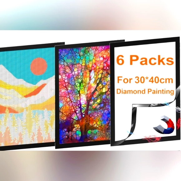 Nwt 6 Diamond Art Frames Self-Adhesive Magnetic Landscape Black Border Pictures - Picture 1 of 4